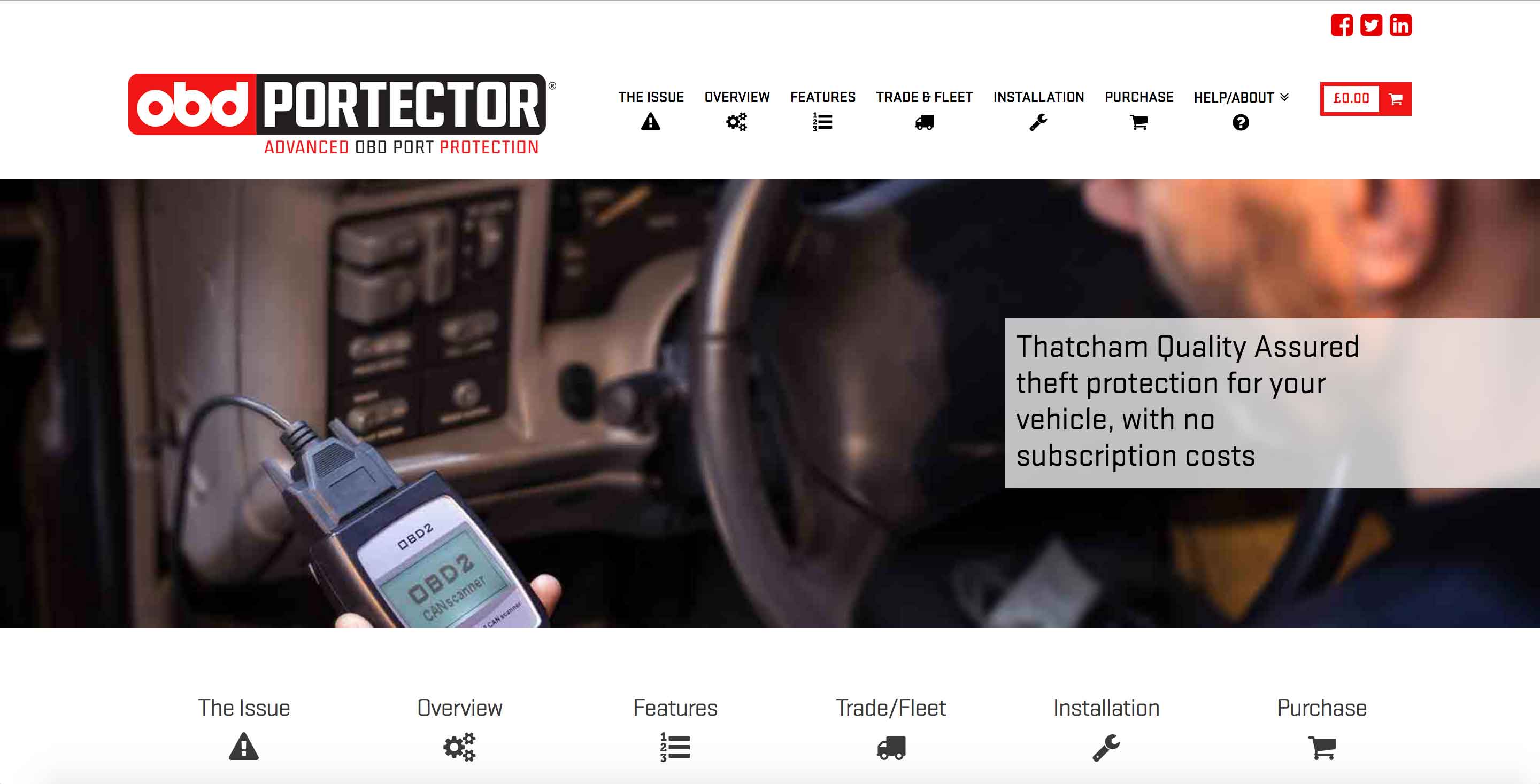 OBD Portector - Vehicle Security eCommerce Development 1 obdportector obd port security protection website screenshot
