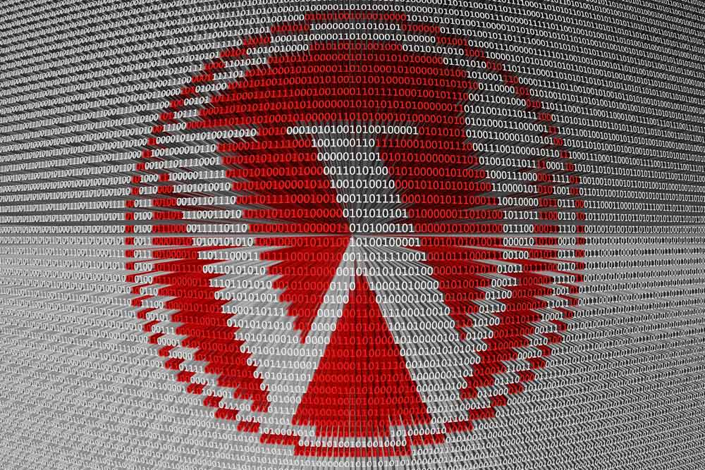 Wordpress logo comprised of red and white binary digits